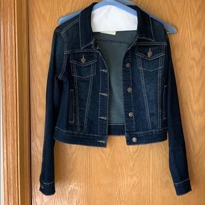 Dark wash cropped denim jacket